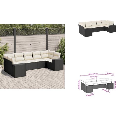 Salon de jardin 7 pcs avec coussins noir résine tressée - Ensemble Salon De Jardin - Meuble Extérieur - Résine Tressée - Rotin Synthétique - Mobilier De Jardin (1/3)