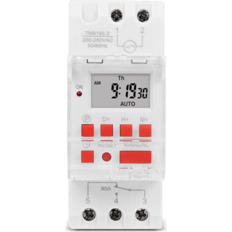 AC 85-265V 30A Timer Switches TM919BK Digital Timer 24Hours 7Days Programmable Countdown LCD Display 16 On/Off Settings 35mm DIN Rail (1/5)