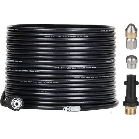 Kit de débouchage tuyau 15 m pour nettoyeurs haute pression – Pression 180 bars – Buse pivotante et adaptateur M22 – Compatible Kärcher K2/K7 (1/5)