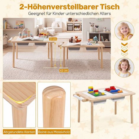Kids Adjustable Activity Table & Chair Set, Natural Wood (1/5)