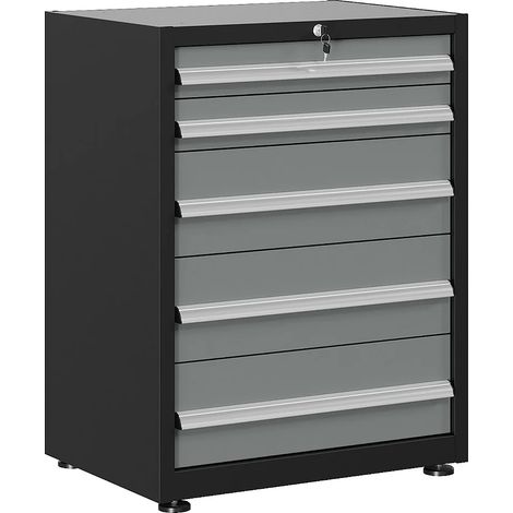 Banco da lavoro in acciaio con 5 cassetti - L75 x P53 x H95 cm - Grigio antracite - ATELIOR (1/4)