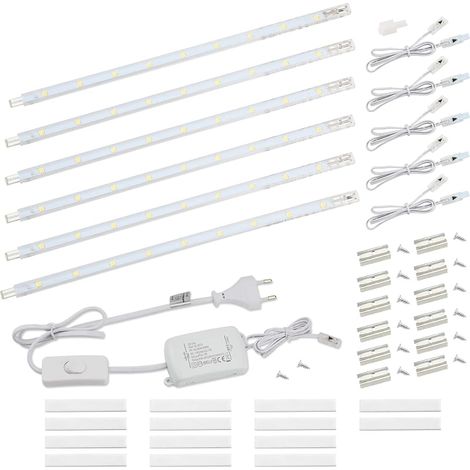 Lampe LED sous meuble avec interrupteur 8,5 W 760 lm 4000 K Blanc neutre Barre lumineuse pour cuisine, armoire avec bandes de 6 x 26 cm - Extensible par système enfichable (1/5)