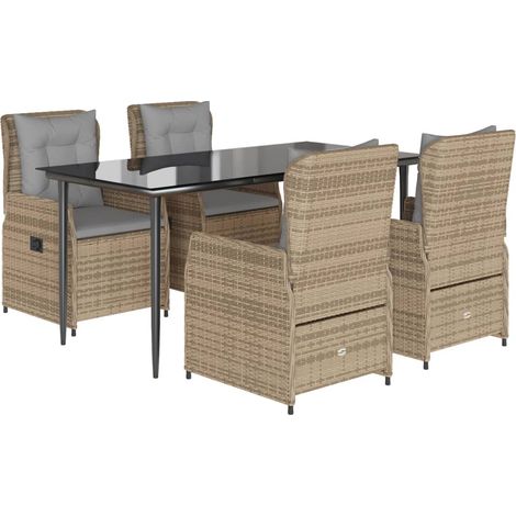Maison Exclusive - Set comedor de jardín 5 pzas con cojines ratán (1/5)