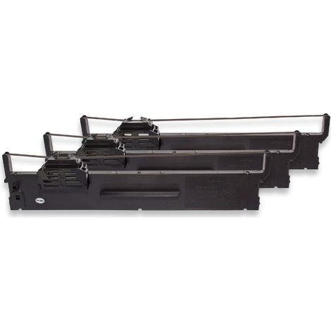 vhbw 3x Ribbon Cartridge compatible with Epson PLQ 22 CSM USB, PLQ 22 M Dot Matrix, Receipt Printer - Black Ink Ribbon