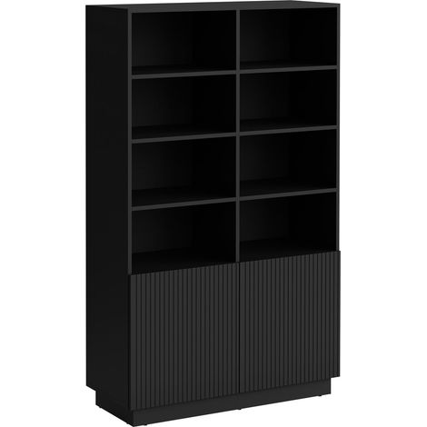 Estantería Lingua, Negro, Con puertas, Cerrable, MDF, Aglomerado laminado, Número de puertas: 0, Número de cajones: 0, 173x100x42cm (1/4)