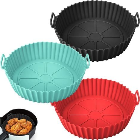 3 Pcs Moule Silicone, 20cm Accessoires pour Friteuse à Air Comprimé de 3 à 5 Litres, pour Ninja Foodi Max Cosori Moulinex Tefal Micro-ondes, Four (1/5)