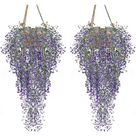 Plantes Artificis Lot de 2 Lierre Vigne Plante Artifici Intérieur Exterieur Fleur artificis pour décoration Murale et Jardin-Violet (1/4)