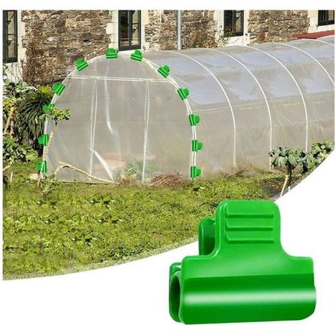 Lot de 50 clips pour serre en plastique Fixation facile tubes 11-12 mm et bâches, durable résistant au froid (1/4)