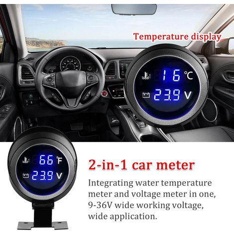 Jauge numérique universelle 2 en 1 pour voiture, voltmètre de tension de température de l'eau 9-36V avec capteur 1/8NPT affichage Fahrenheit/℉ pour camion SUV RV (1/5)