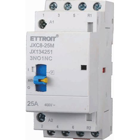 ETTROIT JX134251 Haushaltsschütz 3NO/1NC 4P 25A 220V 50Hz AC DIN mit manuellem Steuerschalter