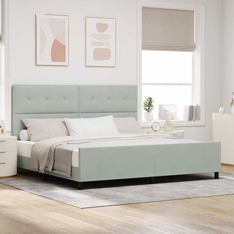 Boxspringbett mit Kopfteil Hellgrau 200 x 200 cm Samt (1/5)