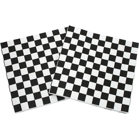 lot De 40  Serviettes En Papier Colores-motif Classique  Carreaux Noirs Et Blancs,  Bricolage, Origami, Pour La Gastronomie, Anniversaire, Mariage (1/5)