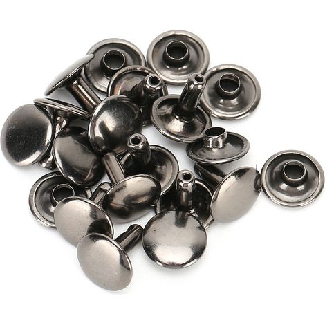 200 Rivets à Double Capsule Rondes Clous Boutons pour Jeans Cuir Chaussures Sacs Vêtements 10x10mm Noir (1/5)