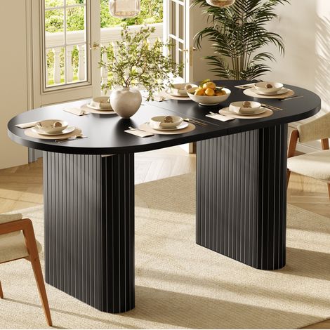 Mesa de comedor extensible de MDF y metal 120-160 x 80 x 75,5 cm negro (1/5)