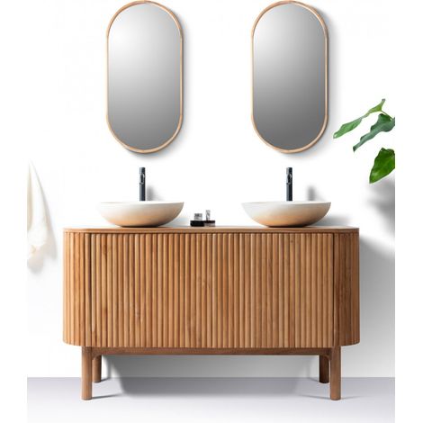 Orma - Meuble salle de bain en bois de teck 2 portes (1/4)