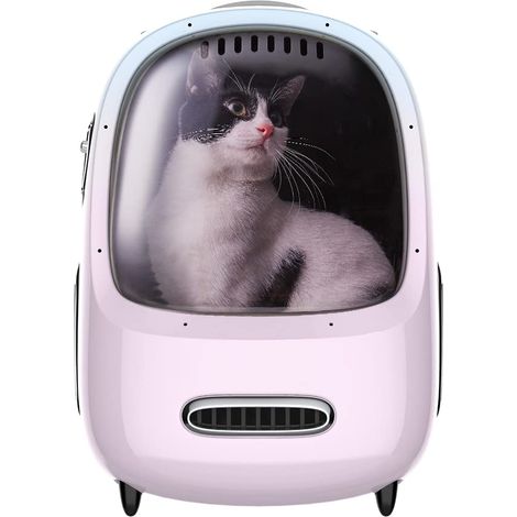 PETKIT Rucksäcke für Hunde & Katzen-Rucksack, Eingebauter Lüfter und LED-Licht für geräumige Belüftung und geringes Gewicht. (Rosa)