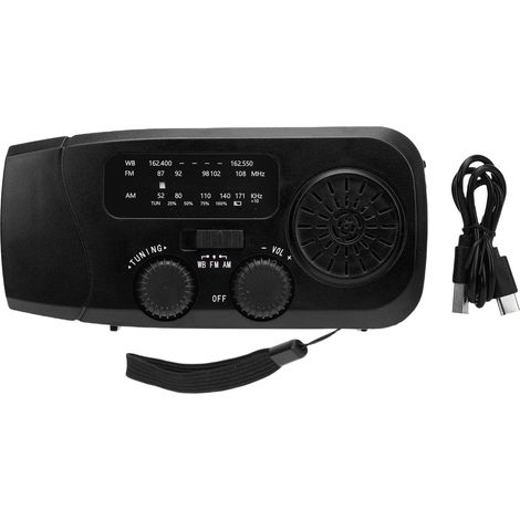 Radio Solaire d'urgence à manivelle avec Batterie 2000 mAh, météo (1/5)