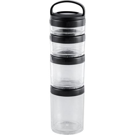 Boite A Snack Empilable - 22 5 X 6 Cm - Transparent Et Noir - Pour Ecole Voyage Bureau - Lot De 4