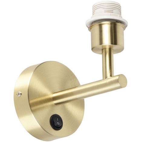 QAZQA Applique con interruttore Combi - Moderno - Acciaio - Oro - Tondo Max. 1 x Watt (1/5)