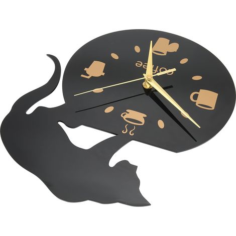 DIY-Wanduhr „Cat Cafe“, schlichte Uhr für die Dekoration von Zuhause und Büro, modernes Pendel, Kreativset (Modell: Cat Cafe, Batterien nicht enthalten) (1/5)