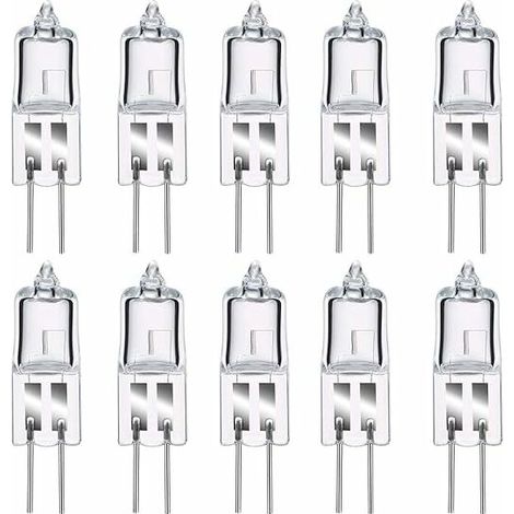G4-Halogenlampen, G4-Halogen-Stiftsockellampe, 12 V, 20 W, 2800 K warmweiß, dimmbar, G4 transparente Kapsellampe, 10 Stück [Energieklasse C]