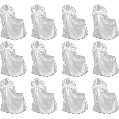 Housses de chaise pour banquet de mariage 12 pcs Blanc (1/4)