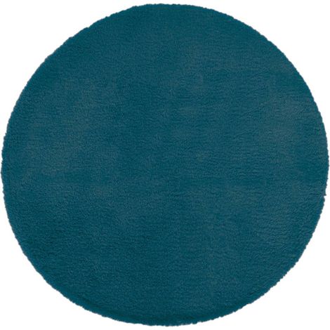 Extra weicher Teppich in Felloptik - blaugrün D. 80 cm (1/5)