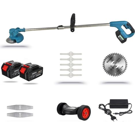 Tondeuse à Gazon électrique portative sans Fil 1800W Coupe Gazon Coupe d'élagage de Jardin réglable avec 2 Batteries au Lithium 8 Accessoires (Color : with 2 Battery Set, Size : Small) (1/5)