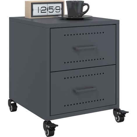 Tables de chevet 2 pcs anthracite 36x39x43,5 acier (1/5)