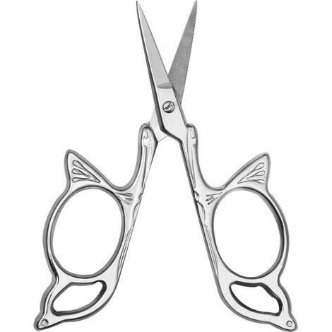 Set aus 4 bestickten Edelstahlscheren, Näh- und Bastelwerkzeuge, Schmetterlingsschere.