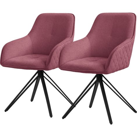 ML-Design Esszimmerstühle drehbar 2er Set Textil Webstoff Altrosa, Wohnzimmerstuhl mit Armlehne/Rückenlehne, 360° Drehstuhl, Polsterstuhl mit Metallbeine, Ergonomische Sessel, Küchenstuhl Loungesessel