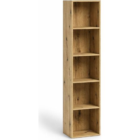 Libreria Scaffale Modulo Aperto 5 Ripiani Portaoggetti 30x24x132H cm Rovere LIB05 30x24x132H cm - 5 Ripiani Rovere Nodato