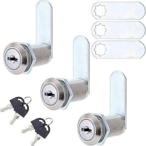 Lot de 3 verrous cylindriques pour boîte à outils, serrure avec 6 clés, en alliage, pour projets de bricolage, sécurité de la maison, distributeurs automatiques, tiroir, boîte aux lettres (1/5)