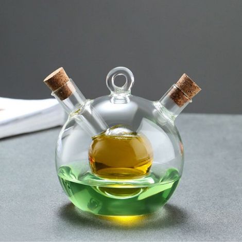 Distributeur Huile Et Vinaigre - Verre Trempé Double Bec 2 En 1 - Cuisine Maison Restaurant - 1 Pièce (1/5)