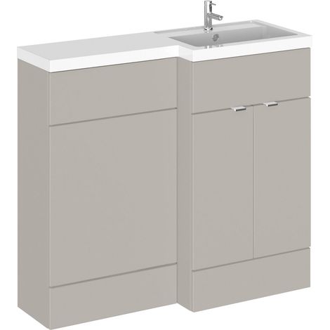 Alrewas Contemporary 2 Door Right-Hand Floor Standing Combination Unit with Basin, Pebble Grey, 1000mm