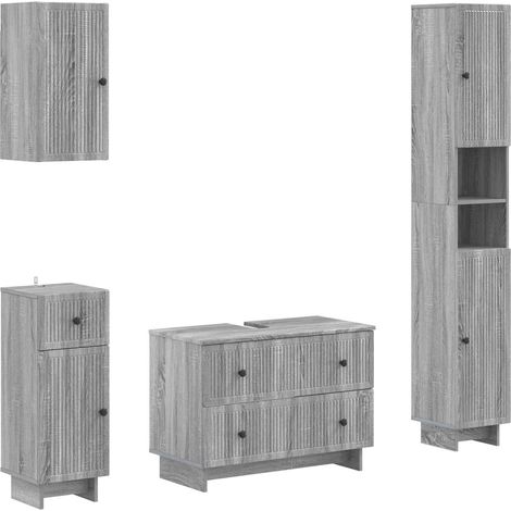 4 Piece Bathroom Cabinet Set EDE Grey Sonoma Engineered Wood vidaXL (1/5)