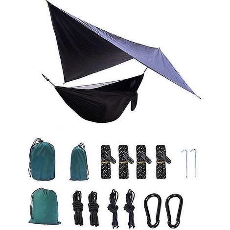 Hamac double suspendu en filet avec moustiquaire et bâche anti-pluie pour le camping en extérieur (1/5)