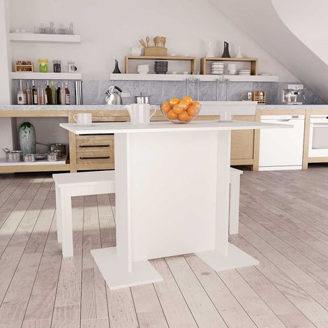 vidaXL Table de salle à manger Blanc 110 x 60 x 75 cm Bois ingénierie (1/5)