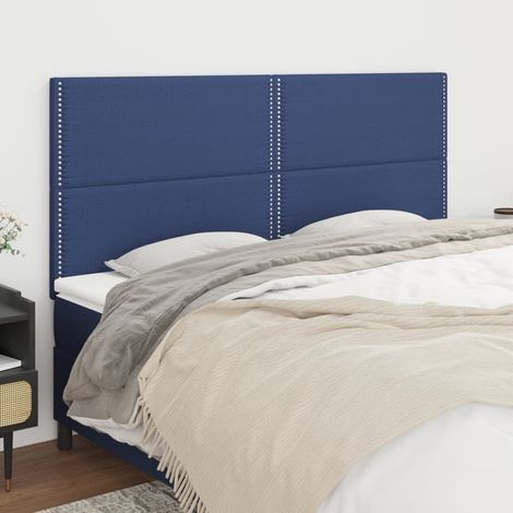 Tête de lit Bleu 180x5x118/128 cm Tissu (1/5)