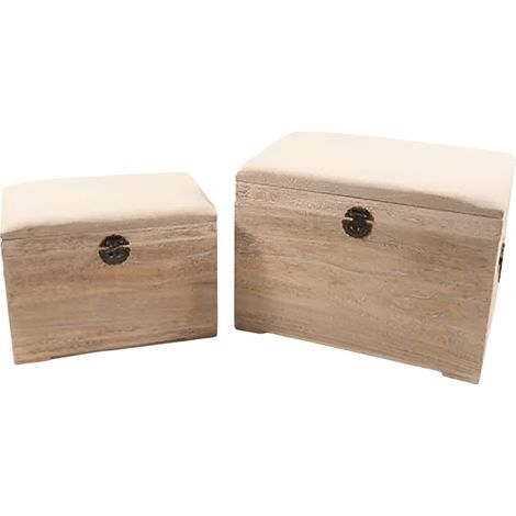 Bauli in legno con seduta comoda, in legno, ideale per conservare indumenti, set da 2 pezzi (1/3)