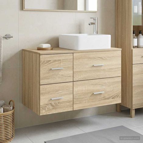 vidaXL Badezimmermöbel-Set 2 pcs Sonoma-Eiche Holzwerkstoff (1/5)