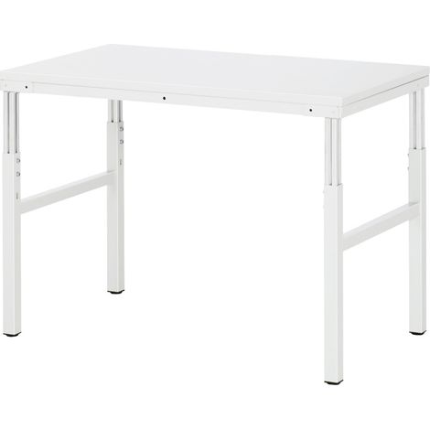 Arbeitstisch B1200xT700xH650-1000mm Arbeitsplatte Melamin Gestell lichtgrau RAU (1/2)