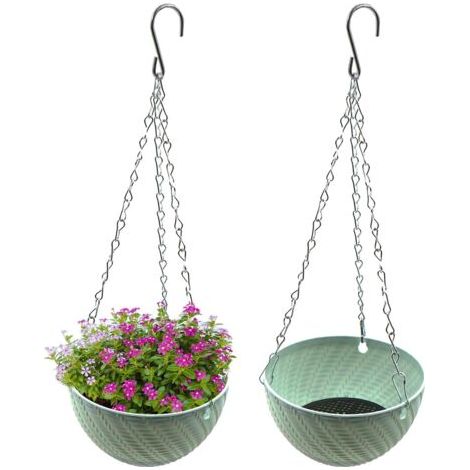 Pots de Fleurs à Suspendre - 2 Pièces Jardiniere Suspendue, Panier de Fleurs à Suspendre, Pot de Fleur Mural Interieur Extérieur pour Jardin Balcon Décoration, 15cm de Diamètre, Bleu