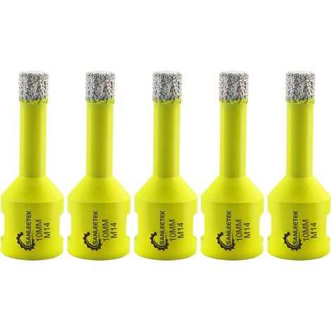 Foret Diamant Carrelage 5pcs 10mm Brasé Sous Vide Scie Cloche Diamant pour Céramique Porcelaine Marbre Granit Perçage à Sec M14 Filetage (1/5)