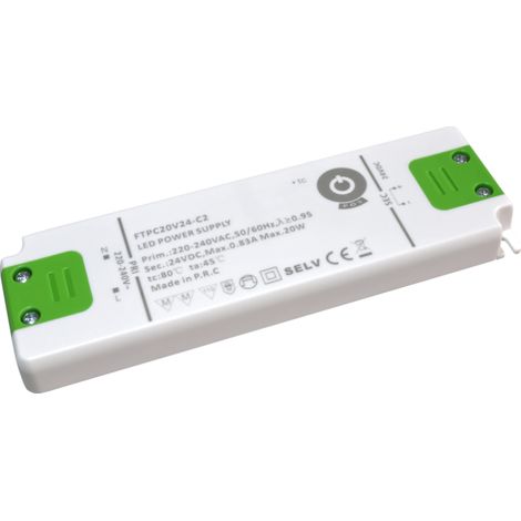 FTPC20V24-C2: Alimentatore LED 24V/0.83A CV, custodia in plastica