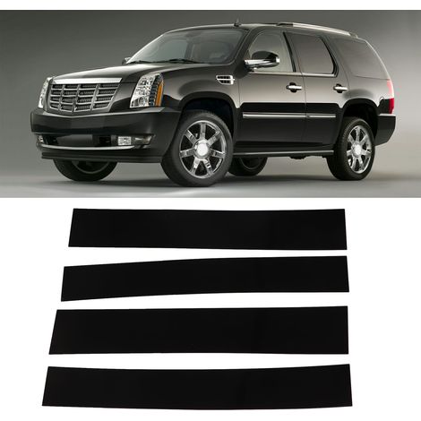 Set mit 4 glänzend schwarzen Polycarbonat-Fensterrahmenaufklebern, 4D-Stil, Spiegelglanz, kompatibel mit Cadillac Escalade 2007-2014 (1/5)