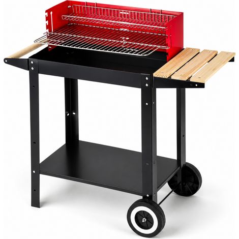 Barbecue A Carbone Con Graticola Regolabile Kit Accessori Incluso Piano Laterale Di Appoggio Mensola Porta Utensili Ruote Integrate E Griglia Scaldavivande Per Giardino E Outdoor Cooking 86 x 40.5 x 8 (1/5)