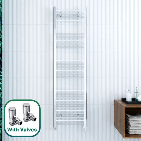 ELEGANT 1800 x 500 mm Efficient Radiator Towel Rail Radiator Chrome Bathroom Radiator + Angled Radiator Valves (1/5)