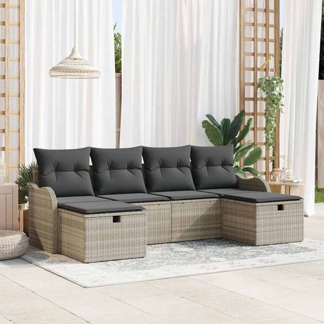 Set Divano da Giardino 6 pz Grigio chiaro polyrattan vidaXL (1/5)