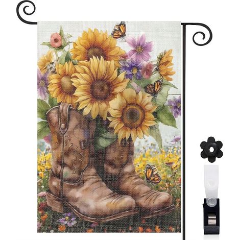 Drapeau de jardin Bienvenue en lin lavable 30 x 45 cm lavable terrasse et balcon (1/5)